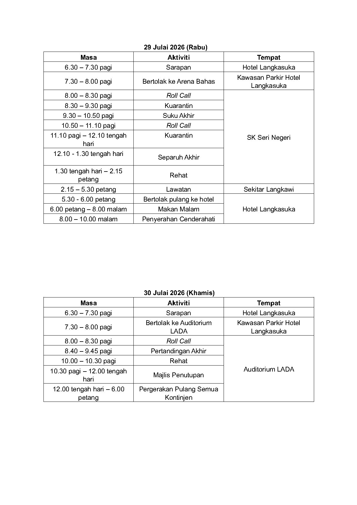 Jadual Perlawanan 2