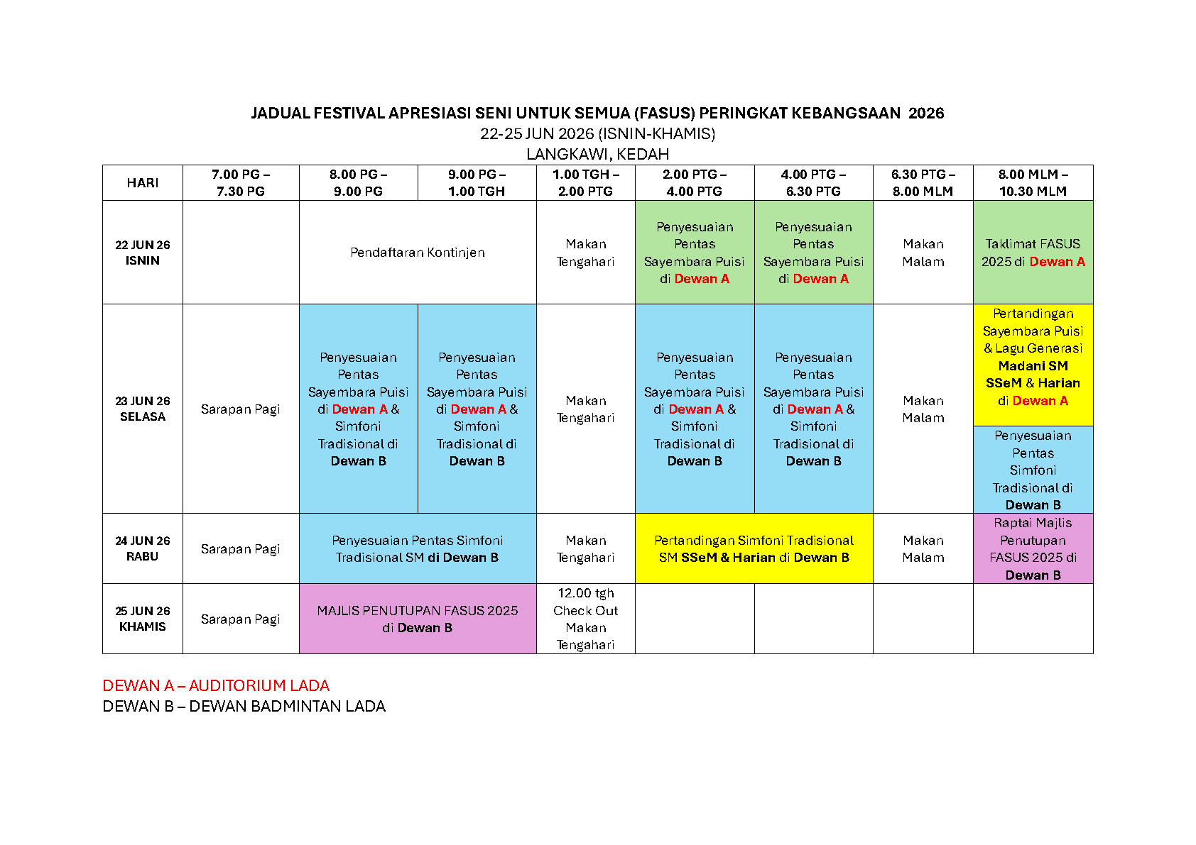 Jadual Penuh Acara